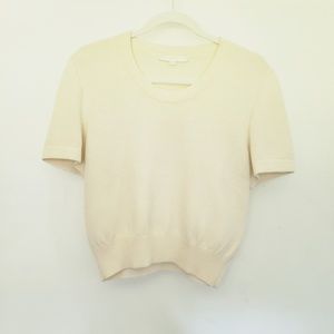 ST. JOHN BASICS SHORT SLEEVE SANTANA CREAM TOP
